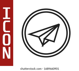 Black line Paper plane icon isolated on white background. Paper airplane icon. Aircraft sign.  Vector Illustration