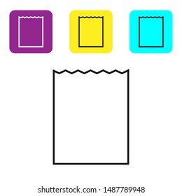 Black line Paper shopping bag icon isolated on white background. Package sign. Set icons colorful square buttons. Vector Illustration