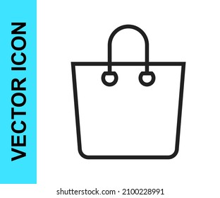 Black line Paper shopping bag icon isolated on white background. Package sign.  Vector