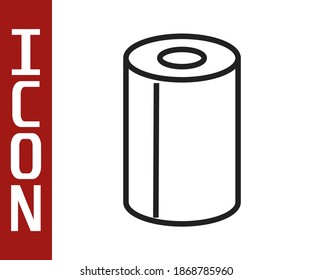 Black line Paper towel roll icon isolated on white background.  Vector