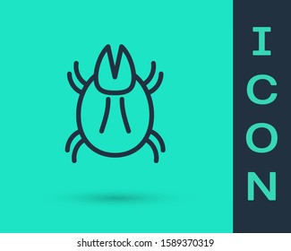 Black line Parasite mite icon isolated on green background.  Vector Illustration