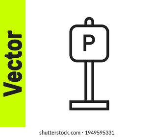 Black line Parking icon isolated on white background. Street road sign.  Vector