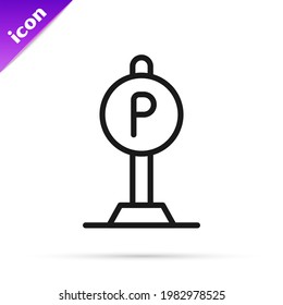 Black line Parking icon isolated on white background. Street road sign.  Vector