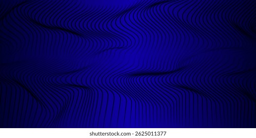 patrón de línea negra sin costuras sobre fondo azul. patrón de ondas de línea Plantilla Textura de línea monocromática. Vector