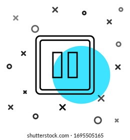 Black line Pause button icon isolated on white background. Random dynamic shapes. Vector Illustration