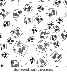 Black line PDF file document. Download pdf button icon isolated seamless pattern on white background. PDF file symbol.  Vector Illustration