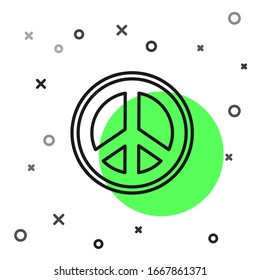 Black line Peace icon isolated on white background. Hippie symbol of peace.  Vector Illustration