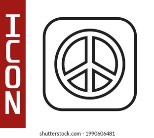 Black line Peace icon isolated on white background. Hippie symbol of peace.  Vector