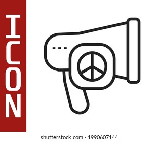 Black line Peace icon isolated on white background. Hippie symbol of peace.  Vector
