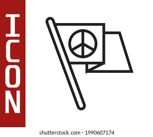 Black line Peace icon isolated on white background. Hippie symbol of peace.  Vector