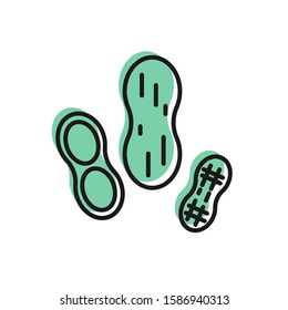 Black line Peanut icon isolated on white background.  Vector Illustration