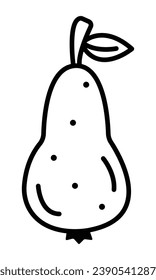 Black line pear icon, vector monochrome pictogram