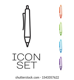 Black line Pen icon isolated on white background. Set icons colorful. Vector Illustration