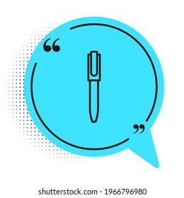 Black line Pen icon isolated on white background. Blue speech bubble symbol. Vector