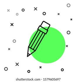 Black line Pencil with eraser icon isolated on white background. Drawing and educational tools. School office symbol.  Vector Illustration