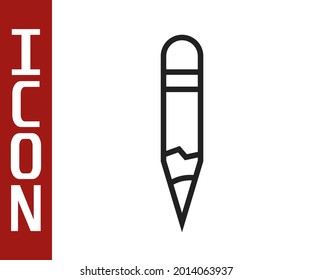 Black line Pencil icon isolated on white background. Drawing and educational tools. School office symbol.  Vector