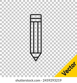 Black line Pencil icon isolated on transparent background. Drawing and educational tools. School office symbol.  Vector