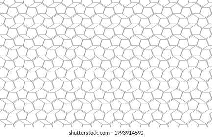 Patrón de pentágono de línea negra sin fisuras en la ilustración del vector de fondo blanco.