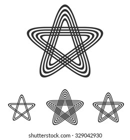 Black line pentagram logo design set