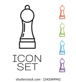 Black line Pepper icon isolated on white background. Cooking spices. Set icons colorful. Vector Illustration