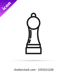 Black line Pepper icon isolated on white background. Cooking spices.  Vector Illustration