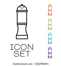 Black line Pepper icon isolated on white background. Cooking spices. Set icons colorful. Vector Illustration