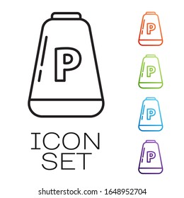 Icono de Pepper de línea negra aislado en fondo blanco. Cocinando especias. Establecer iconos coloridos.  Ilustración vectorial