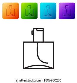 Black line Perfume icon isolated on white background. Set icons in color square buttons. Vector Illustration