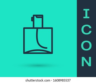 Black line Perfume icon isolated on green background.  Vector Illustration
