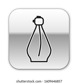 Black line Perfume icon isolated on white background. Silver square button. Vector Illustration