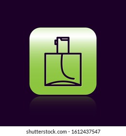 Black line Perfume icon isolated on black background. Green square button. Vector Illustration