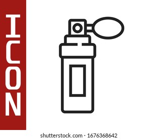Icono Perfume de línea negra aislado en fondo blanco.  Ilustración vectorial