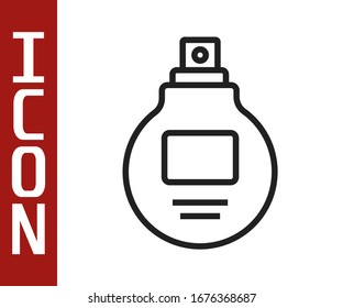 Icono Perfume de línea negra aislado en fondo blanco.  Ilustración vectorial