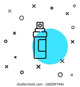 Black line Perfume icon isolated on white background. Random dynamic shapes. Vector Illustration