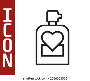 Black line Perfume icon isolated on white background. 8 March. International Happy Women Day. Happy Valentines day.  Vector