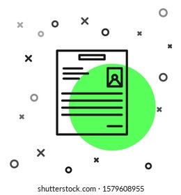 Black line Personal document icon isolated on white background. File icon. Checklist icon. Business concept.  Vector Illustration