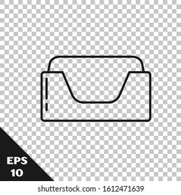Black line Pet bed icon isolated on transparent background.  Vector Illustration