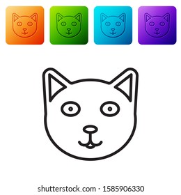 Black line Pet icon isolated on white background. Set icons in color square buttons. Vector Illustration