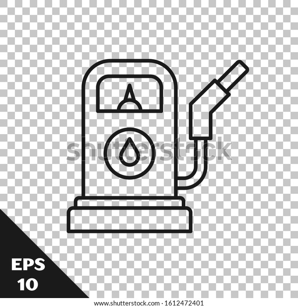 Black line Petrol or Gas station icon\
isolated on transparent background. Car fuel symbol. Gasoline pump.\
 Vector Illustration