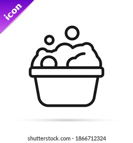Black line Pets bath icon isolated on white background.  Vector