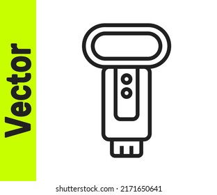 Black line Photo camera flash icon isolated on white background.  Vector