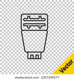 Black line Photo camera flash icon isolated on transparent background.  Vector