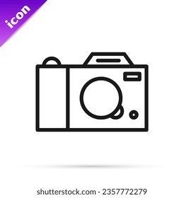 Black line Photo camera icon isolated on white background. Foto camera icon.  Vector