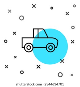 Black line Pickup truck icon isolated on white background. Random dynamic shapes. Vector