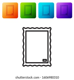 Black line Picture icon isolated on white background. Set icons in color square buttons. Vector Illustration