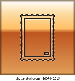 Black line Picture icon isolated on gold background.  Vector Illustration