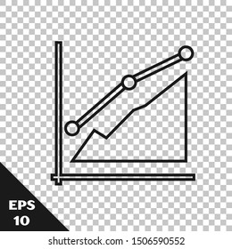 Black line Pie chart infographic icon isolated on transparent background. Diagram chart sign.  Vector Illustration