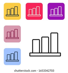 Black line Pie chart infographic icon isolated on white background. Diagram chart sign. Set icons in color square buttons. Vector Illustration