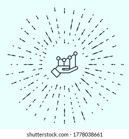 Icono de la infografía de la gráfica circular de línea negra aislado en fondo gris. Signo de diagrama de diagrama. Resumen de puntos aleatorios de círculo. Ilustración vectorial
