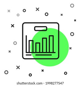 Icono de infografía de gráfico circular de línea negra aislado en fondo blanco. Signo de diagrama de diagrama.  Vector